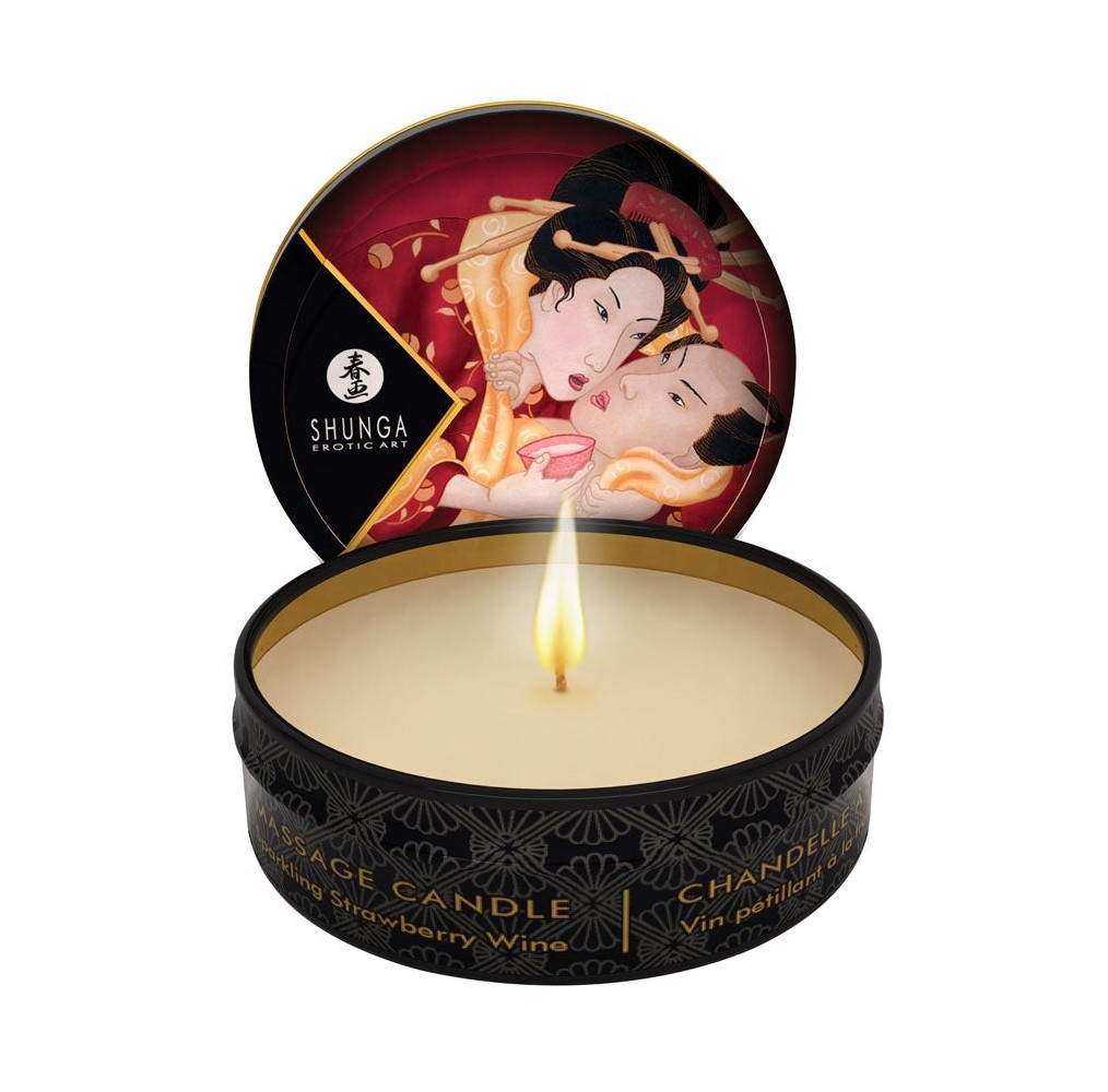 Shunga Mini Massage Candle-Sparkling Strawberry Wine 1oz